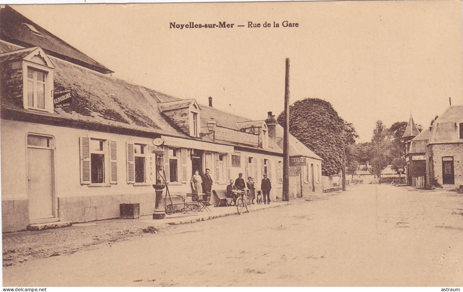 Cpa -80- Noyelles Sur Mer -animée-rue De La Gare - Pompe A Essence -edi Pannetier Nuncq - Noyelles-sur-Mer