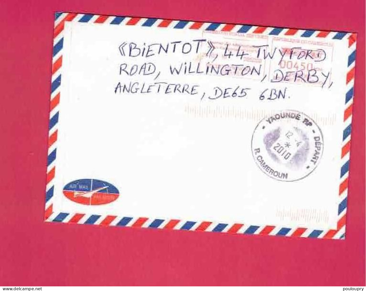 Lettre De 2010 Pour L' Angleterre - EMA - Neopost NP 350080 - Caden - Campost - Oblitération  Yaoundé  RP Départ - Kamerun (1960-...)