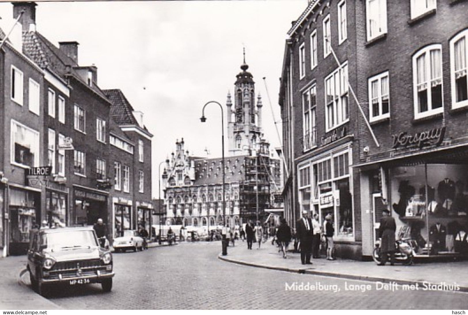 486213Middelburg, Lange Delft Met Stadhuis. (FOTOKAART)  - Middelburg