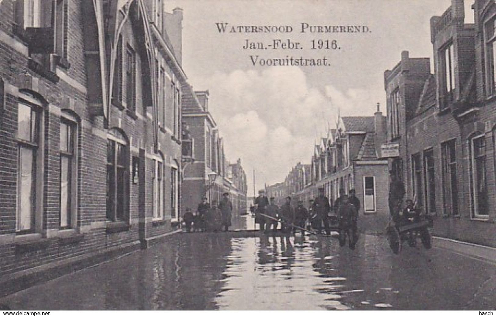 4868165Watersnood Purmerend, Jan. Febr. 1916 Vooruitstraat. (rechtsonder Een Vouwtje)  - Purmerend