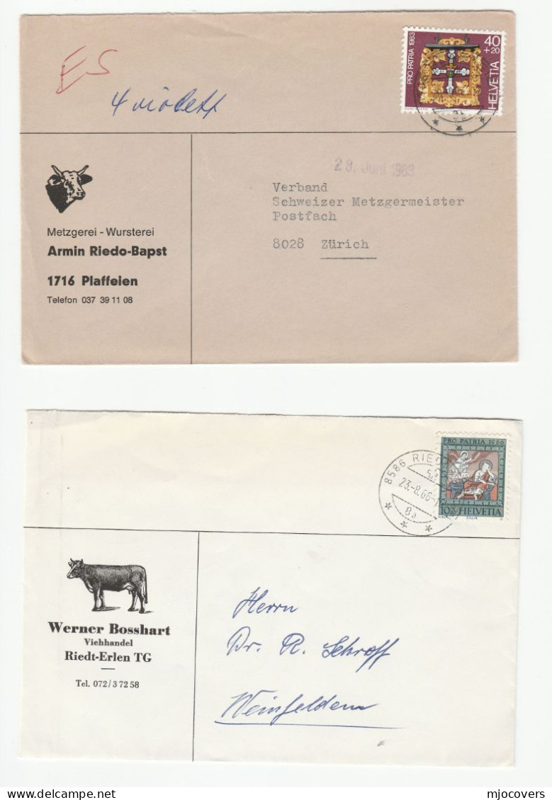 COWS 1966 & 1983 Illus ADVERT COVERS Switzerland Stamps Cow Cattle Cover - Koeien