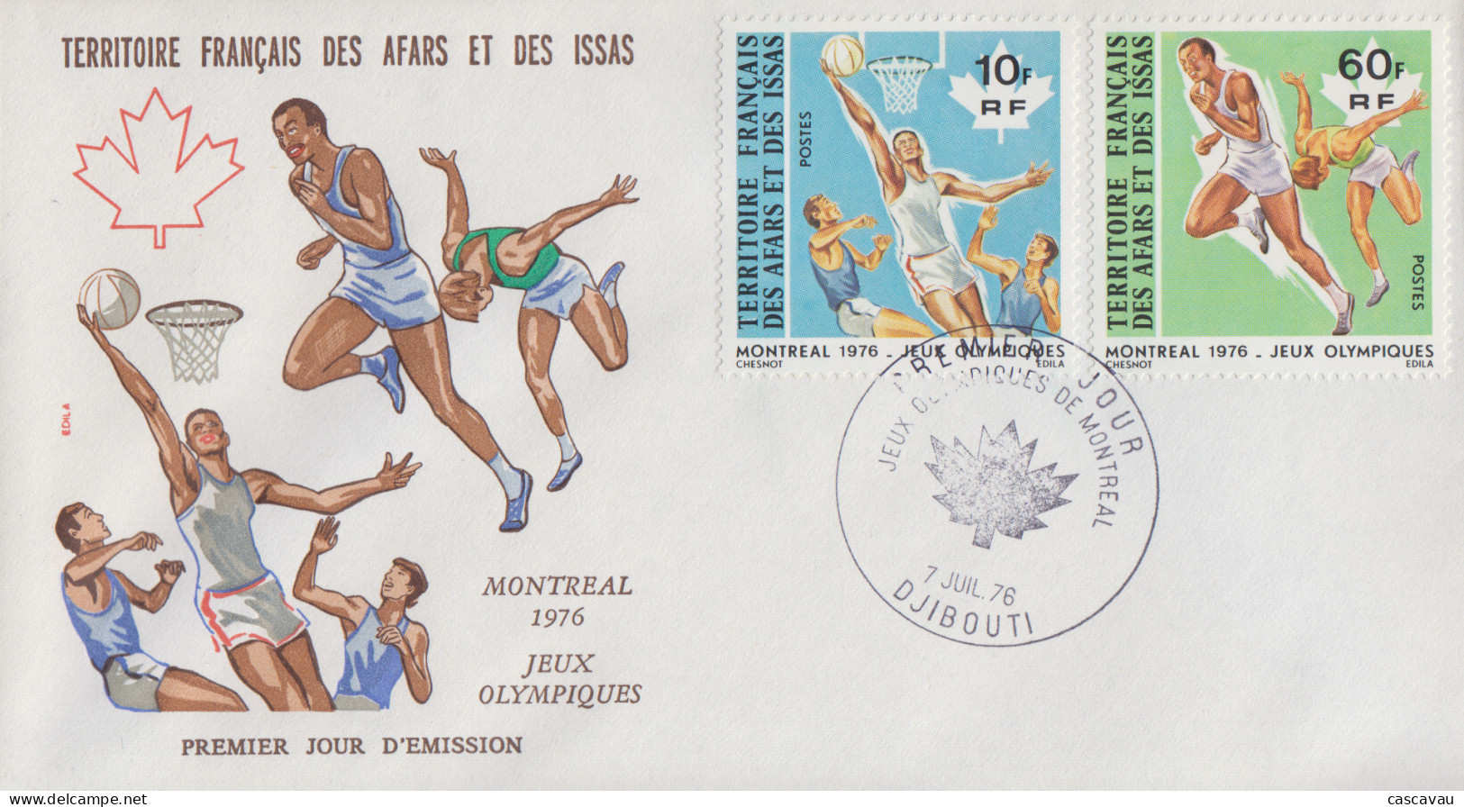 Enveloppe  FDC  1er  Jour  TERRITOIRE  FRANCAIS   Des   AFARS  Et  ISSAS     Jeux  Olympiques   MONTREAL  1976 - Altri & Non Classificati