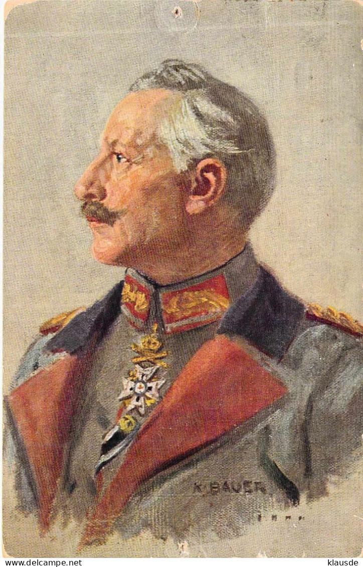 Porträt Wilhelm II. K.Bauer Gel.1918 Feldpost - Königshäuser