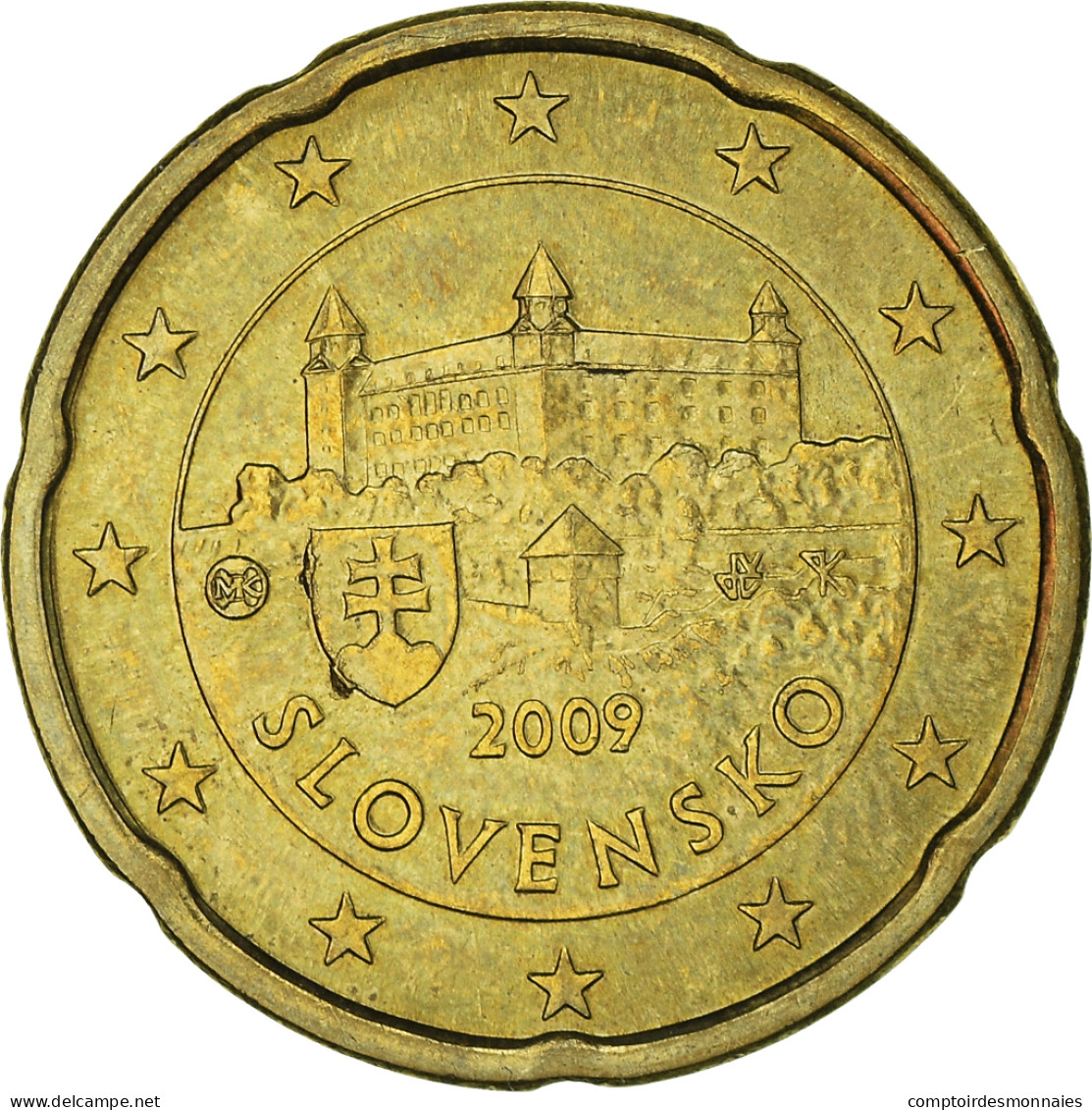 Slovaquie, 20 Euro Cent, 2009, Kremnica, SUP+, Laiton, KM:99 - Slowakei