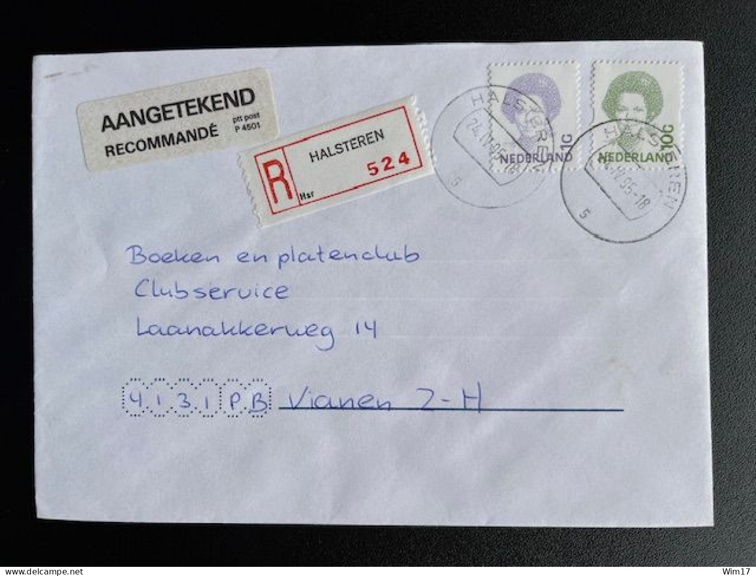 NETHERLANDS 1995 REGISTERED LETTER HALSTEREN TO VIANEN 24-04-1995 NEDERLAND AANGETEKEND - Briefe U. Dokumente