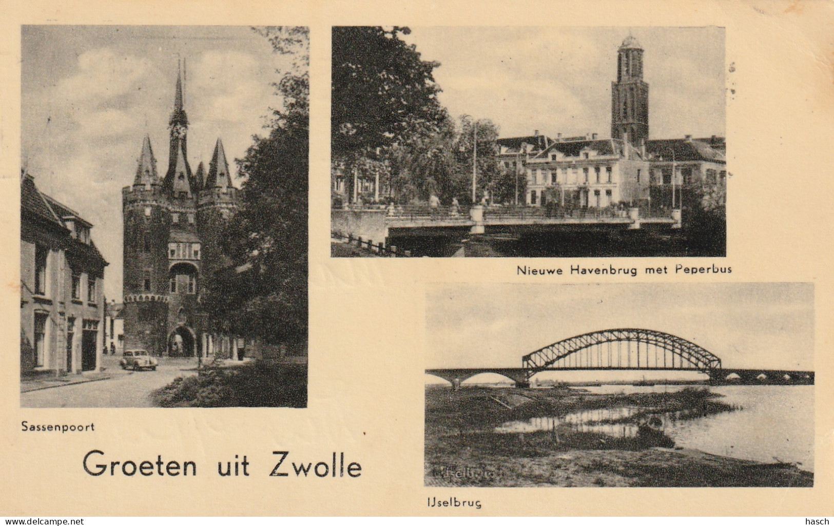 4893126Zwolle, Groeten Uit Zwolle. 1954. (Rechtsonder Een Kleine Vouw)  - Zwolle