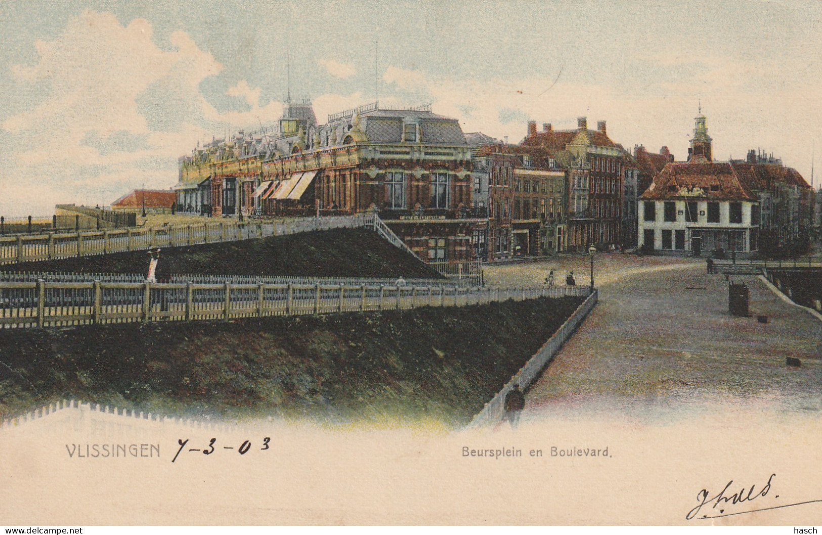4893137Vlissingen, Beursplein En Boulevard. 1903. (Diverse Gebreken)  - Vlissingen