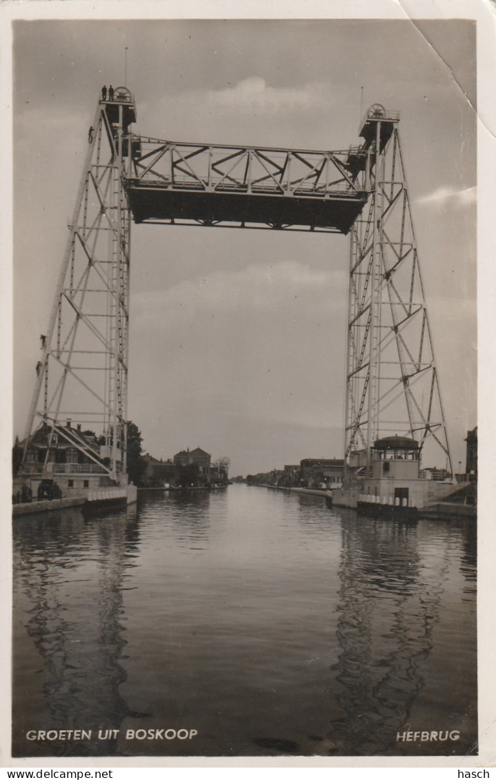 4893150Boskoop, Hefbrug. (Fotokaart Met Zilverglans) (Rechtsboven Een Vouw, Onder Een Kleine Vouw)  - Boskoop