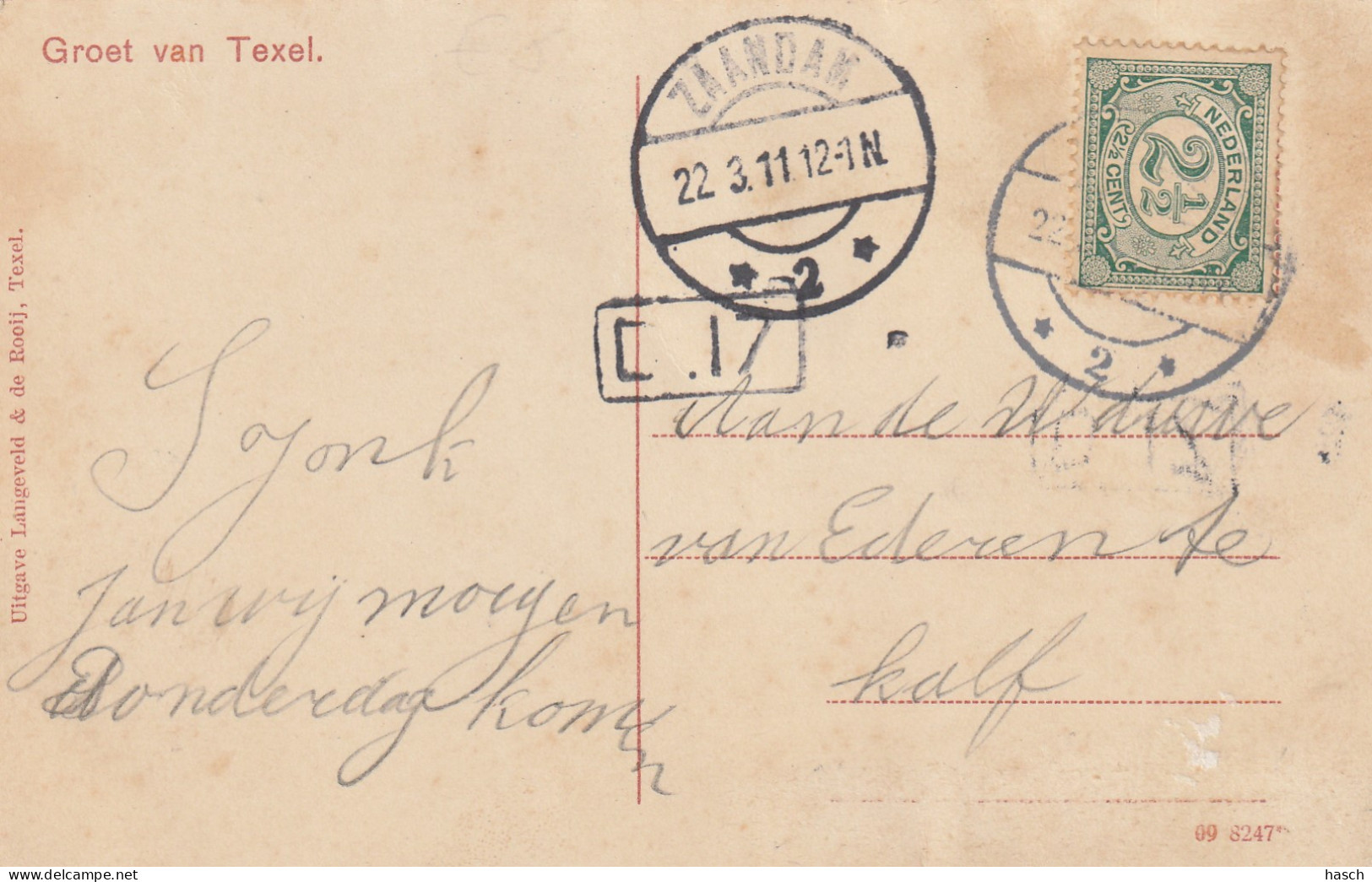 4893211Texel, Gezicht Op Den Hoorn. (Langebalk Stempel 1911)  - Texel