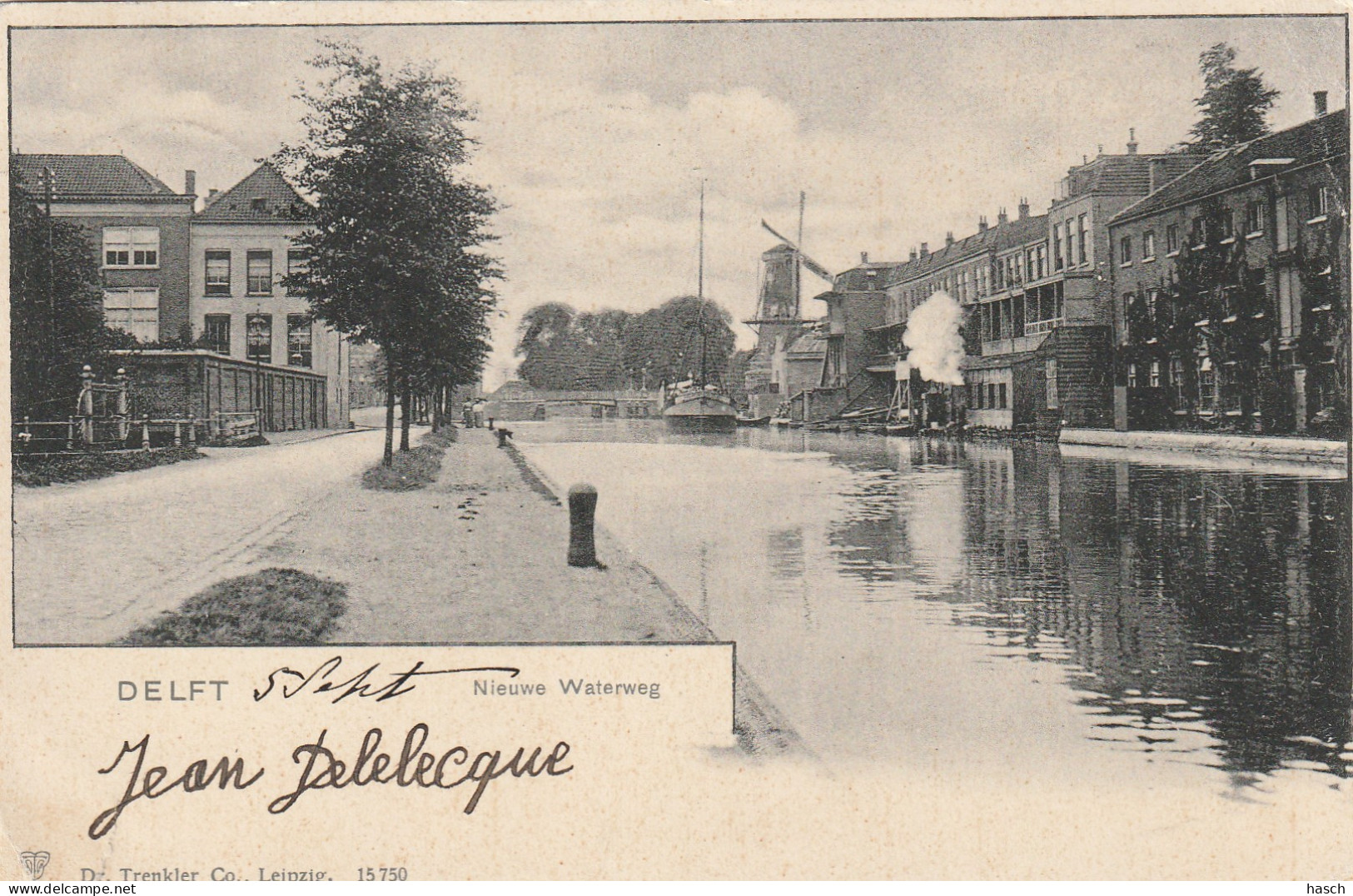 4893305Delft, Nieuwe Waterweg. (Poststempel 1902) (Linksonder Een Heel Klein Scheurtje)  - Delft