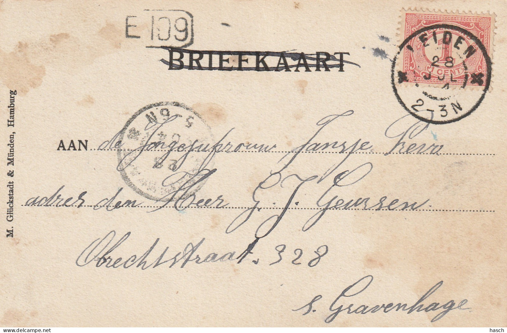 4893378Leiden, Heerestraat. (Poststempel 1904) (Vlekken)  - Leiden