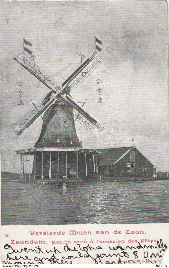 4893486Zaandam, Versierde Molen Aan De Zaan. (Poststempel 1901) (Zie Rechtsonder)  - Zaandam