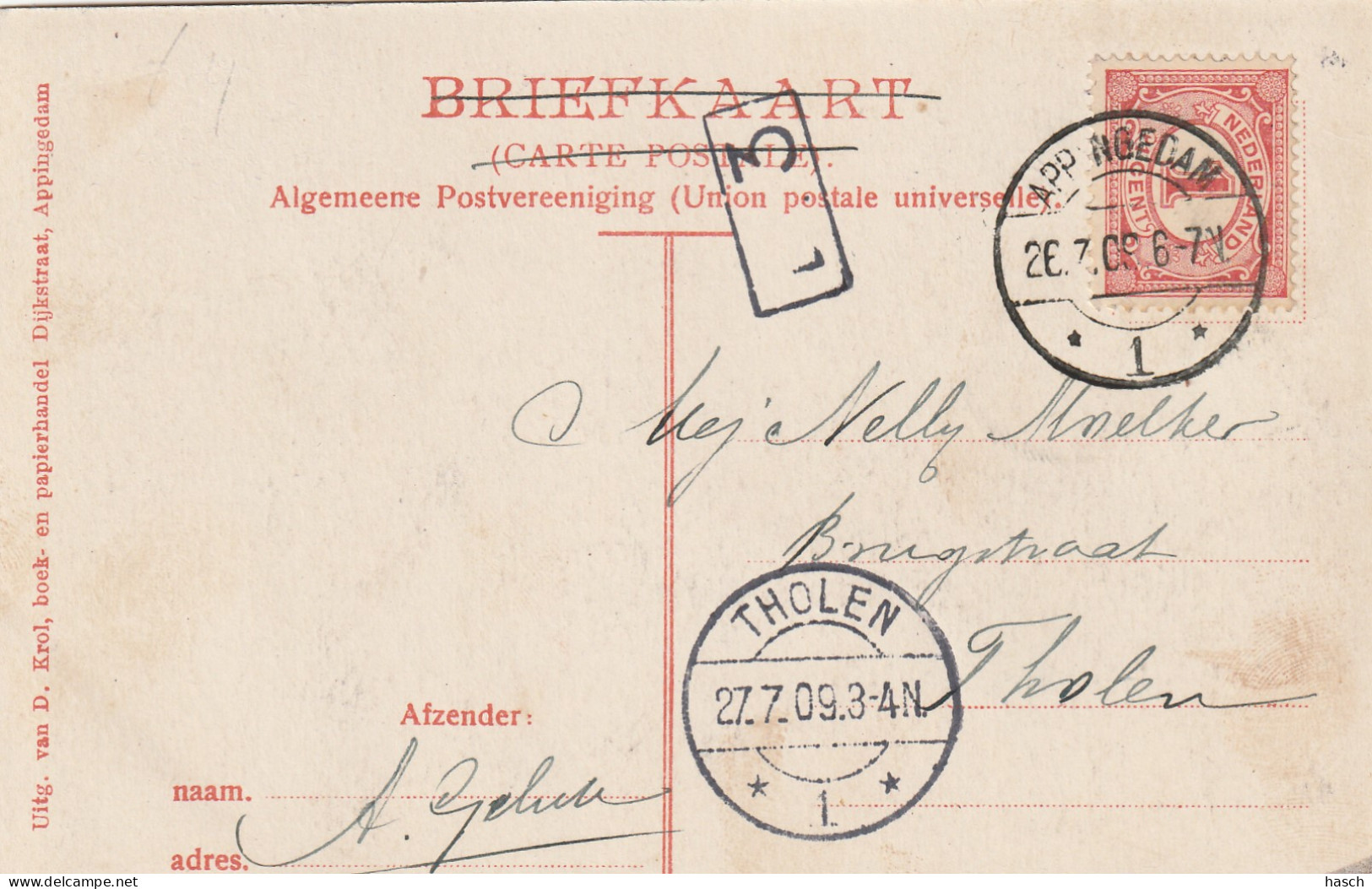 4893513Appingendam, Damsterdiep. (Poststempel 1909)  - Appingedam