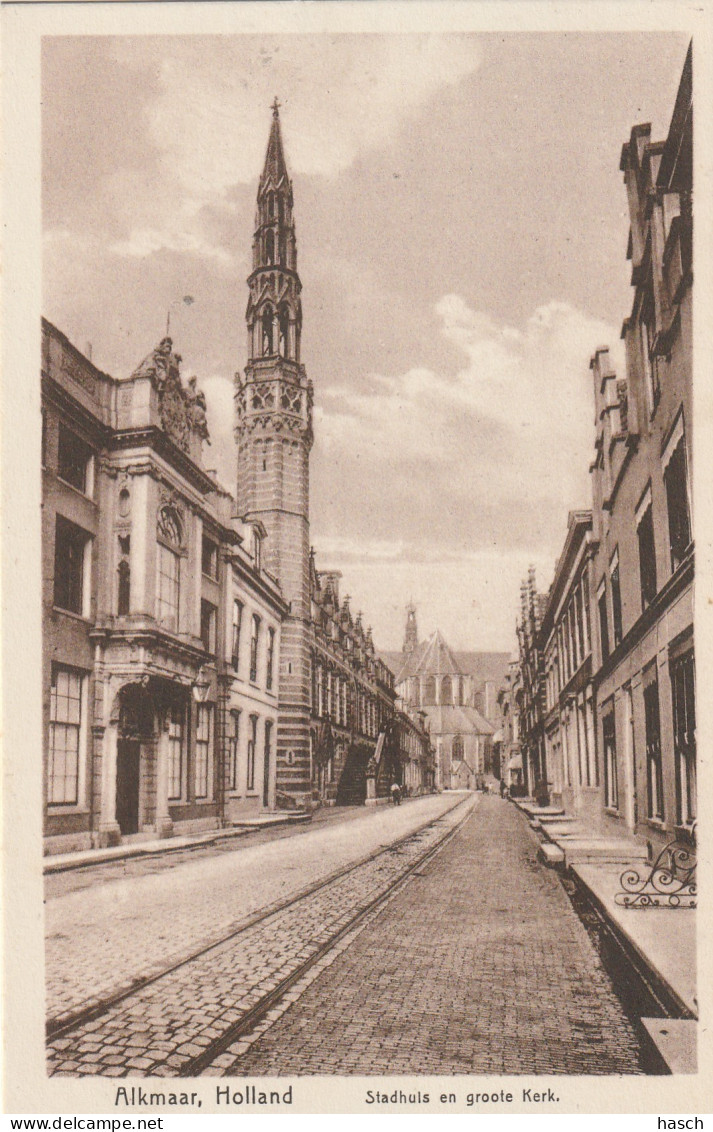 4893717Alkmaar, Stadhuis En Groote Kerk.  - Alkmaar