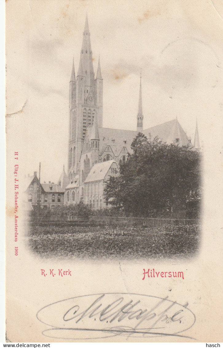 489247Hilversum, R. K. Kerk. (Poststempel 1901) (Linkerkant Een Scheurtje)  - Hilversum