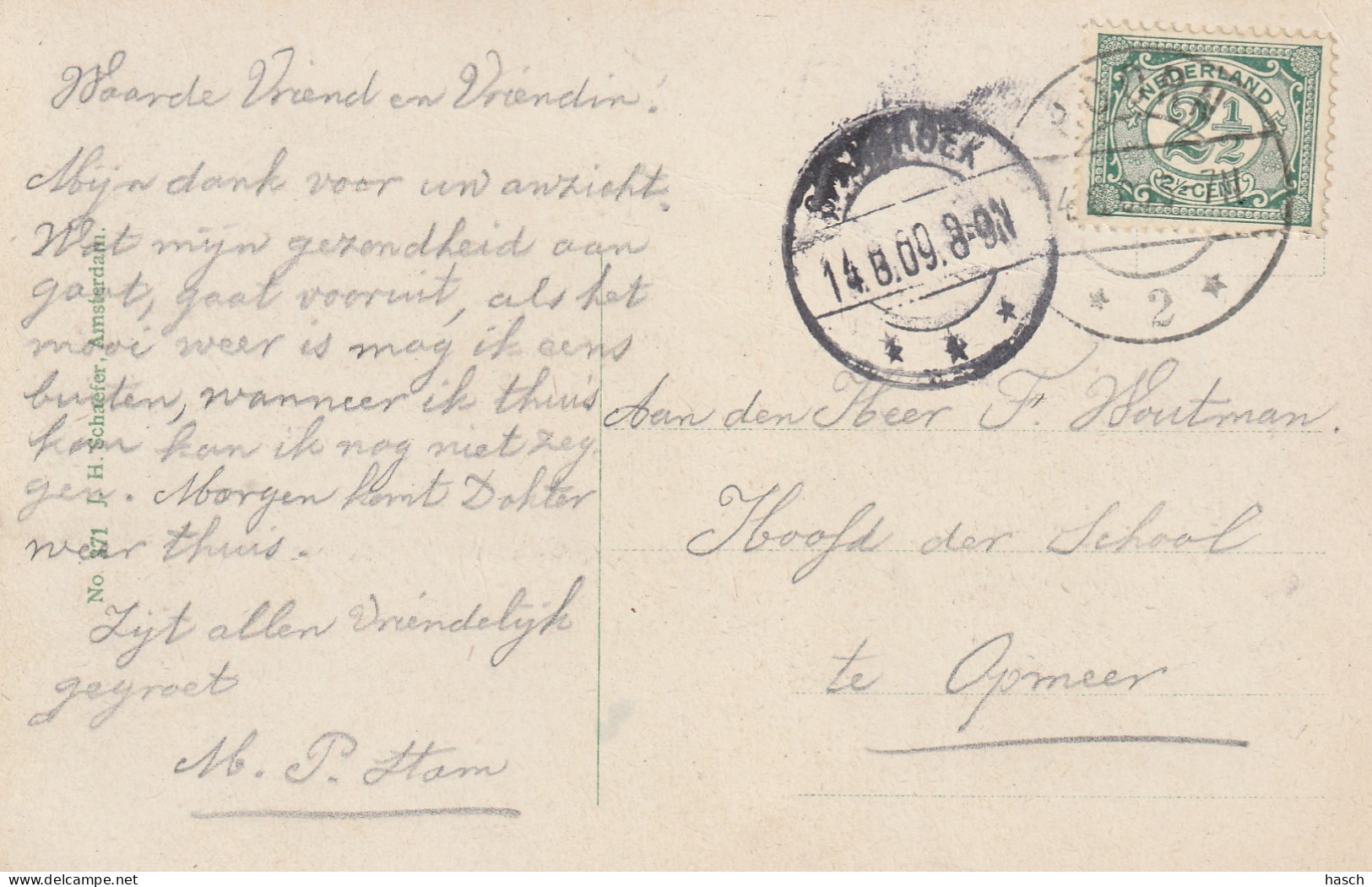 489299Hoorn, De Nieuwe Ziekeninrichting. (Poststempel 1909)  - Hoorn