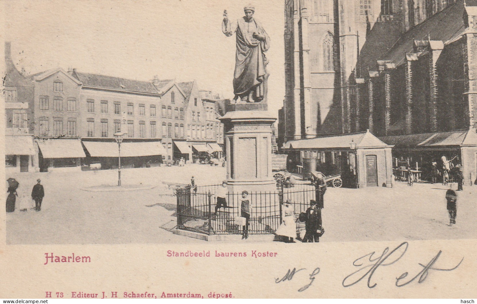 4892190Haarlem, Standbeeld Laurens Koster. 1901.  - Haarlem