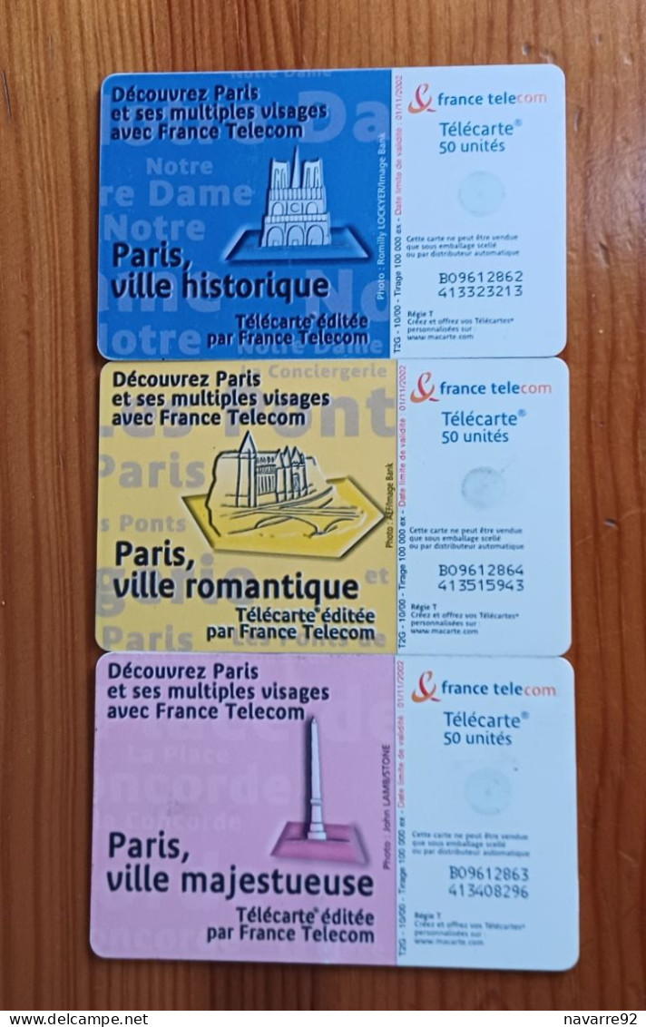 SERIE DE 3 TELECARTES NOTRE DAME DE PARIS, CONCORDE ET CONCIERGERIE !!! - 2009