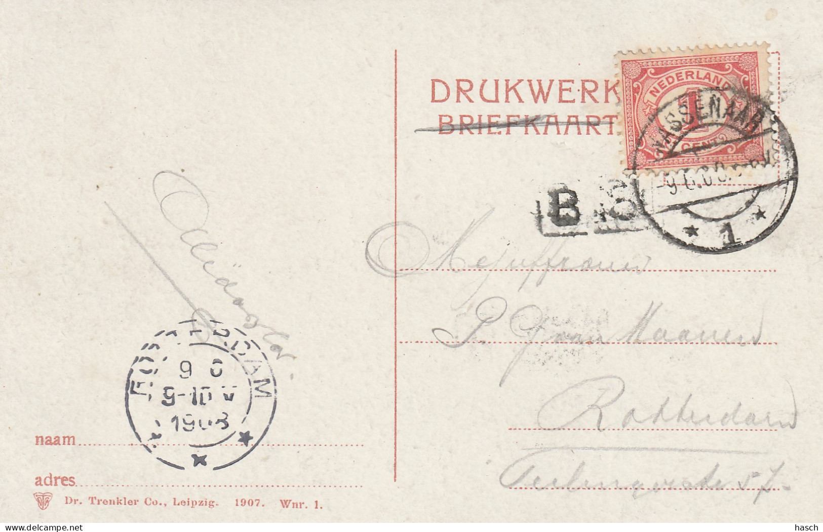 4892287Wassenaar, Groete V / H ,,Nieuwe Huis''  Den Deijl. (Poststempel 1908)  - Sonstige & Ohne Zuordnung