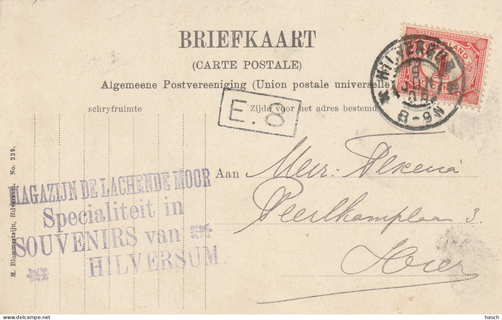 4892316Hilversum, Kerkbrink. (Stempel Achterkant ,,Magazijn De Lachende Moor'' (Poststempel 1908)  - Hilversum