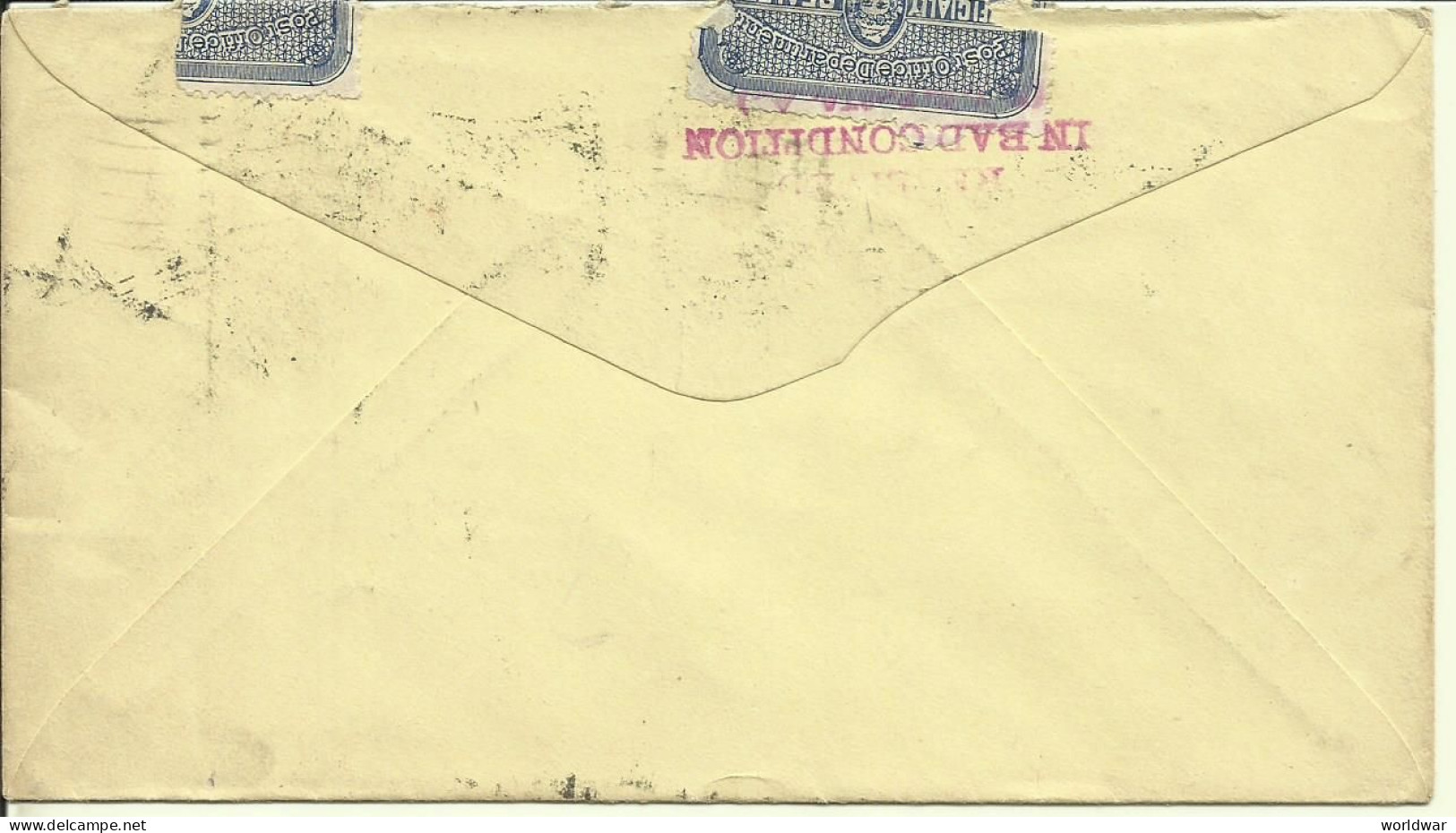 1909 Stamped Envelope From Baton Rouge To New York,  Postmark Received In Bad Condition, Resealed By Post Office - 1901-20