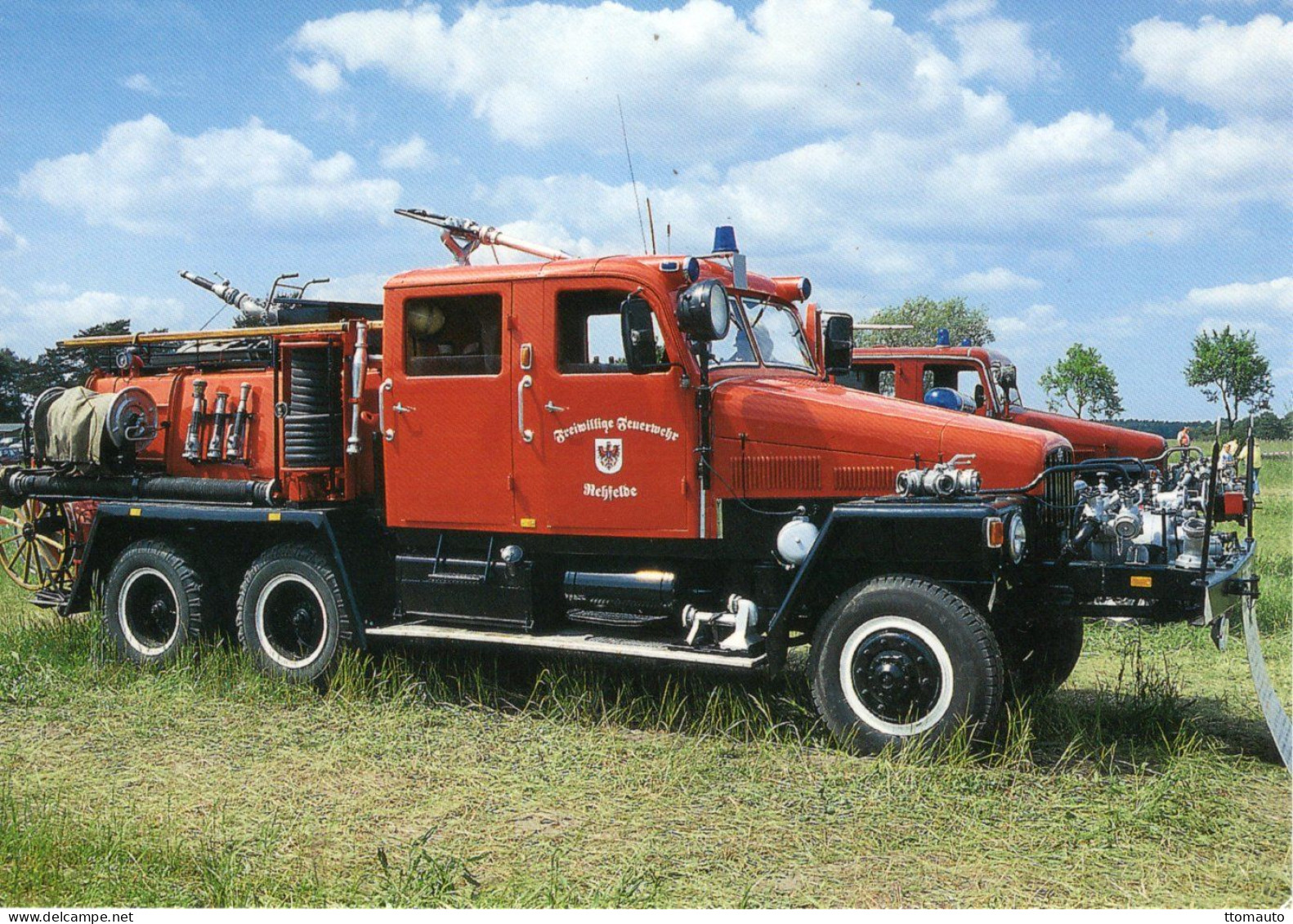 IFA G5 Tankloschfahrzeug Mit Mannschaftskabine Der Freiwilligen Feuerwehr Rehfelde/Brandenburg (1964)  - CPM - Camion, Tir