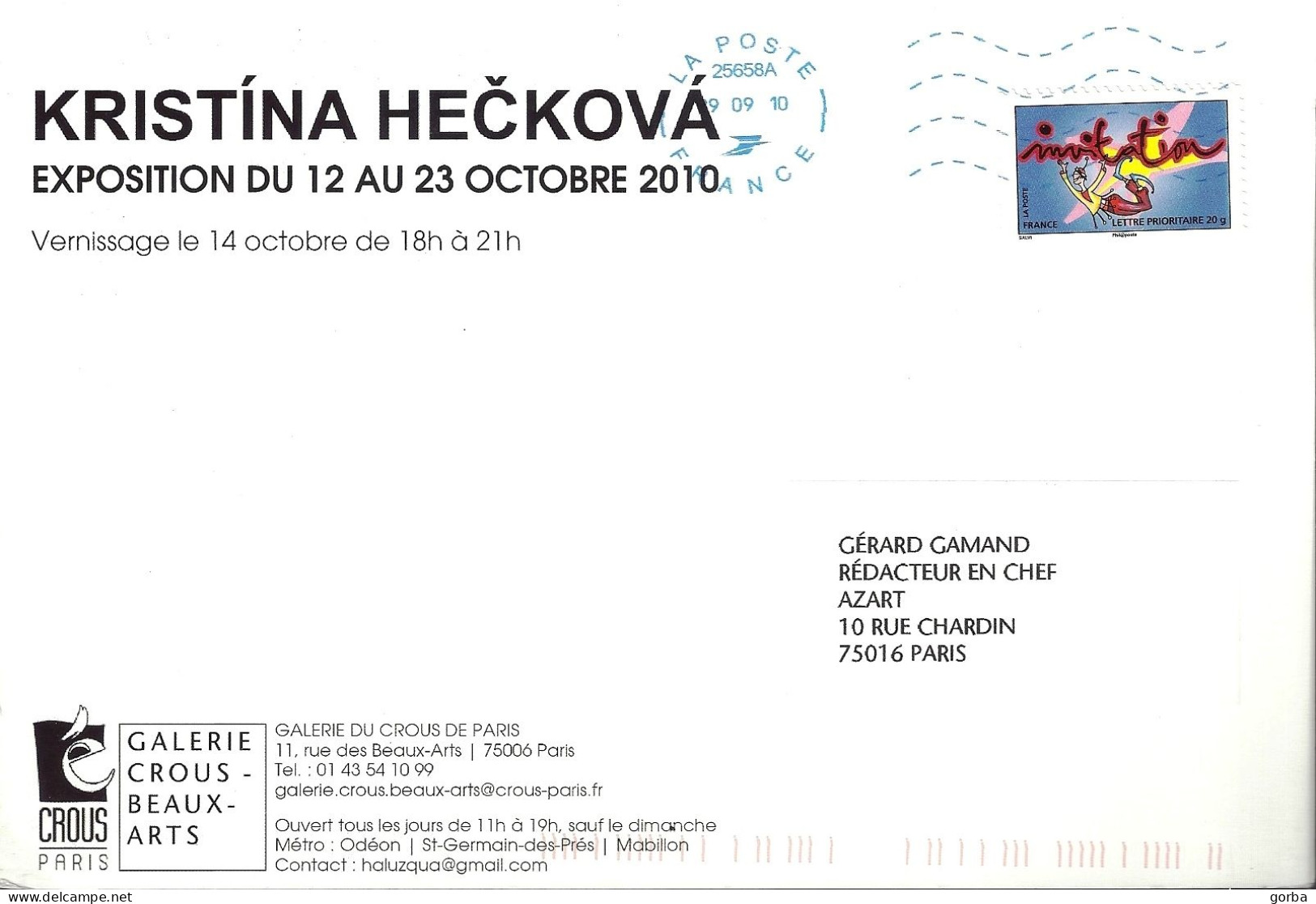 *CPM - Exposition Peintures Kristina HECKOVA - Galerie Crous Beaux Arts à PARIS (75) - Expositions