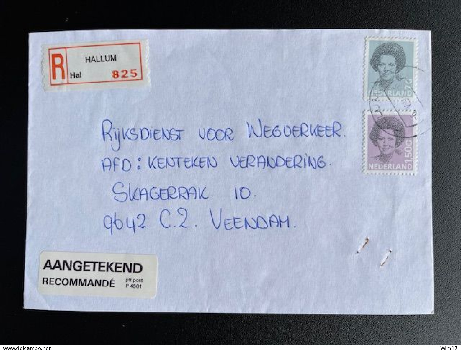 NETHERLANDS 1993 REGISTERED LETTER HALLUM TO VEENDAM 06-05-1993 NEDERLAND AANGETEKEND - Lettres & Documents