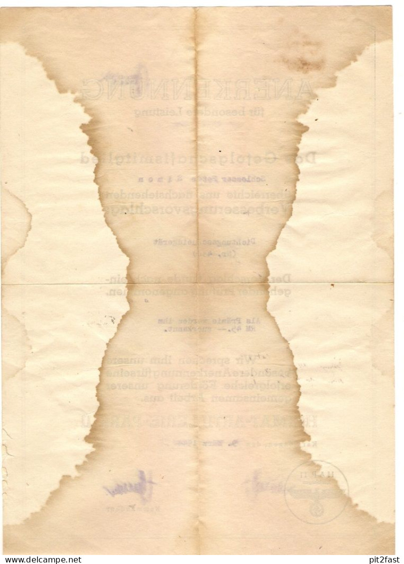 Original Dokument - Heeresversuchsanstalt Peenemünde , 1944 , HAP 11 Karlshagen , Raketen , V1 , V2 , Mecklenburg , HVA - 1939-45
