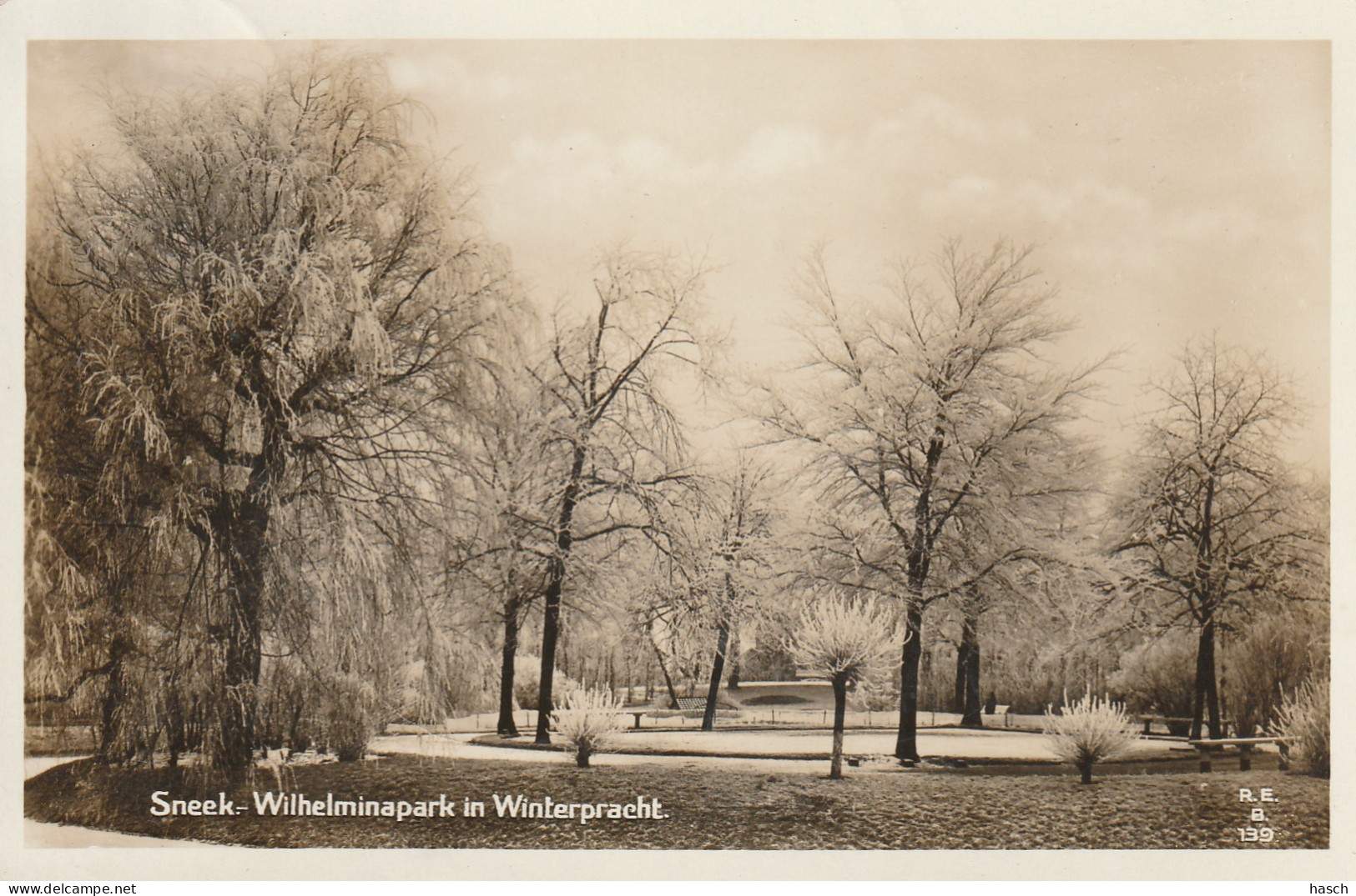 489747Sneek, Wilhelminapark In Winterpracht, (FOTOKAART 31-12-1945)  - Sneek