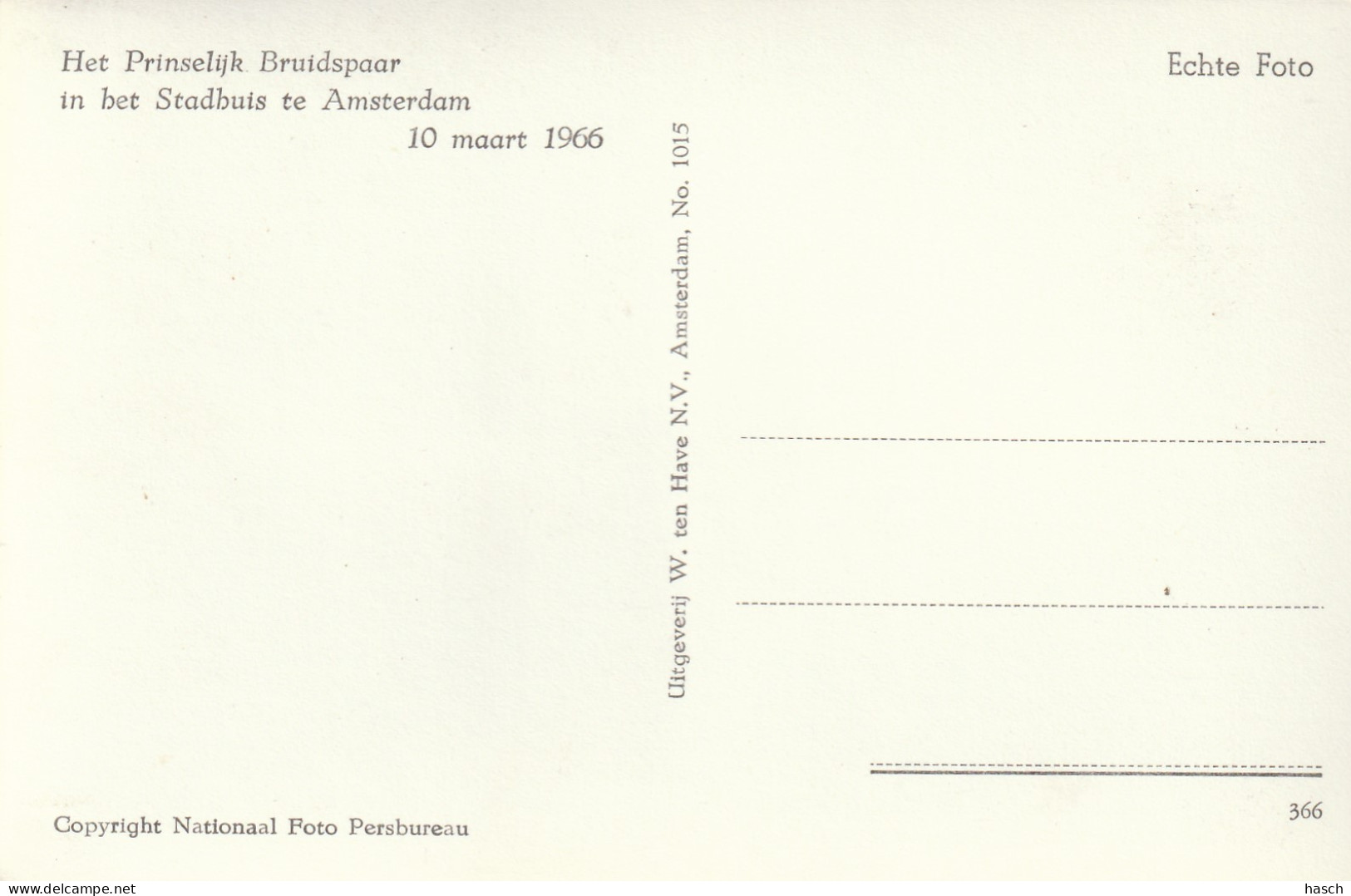 4897134Het Prinselijk Bruidspaar In Het Stadhuis Te Amsterdam. 10 Maart 1966.  - Königshäuser