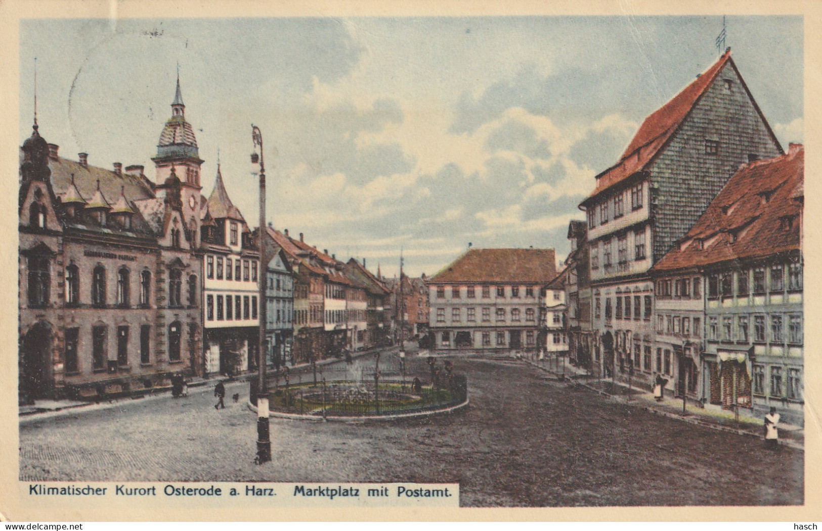 4897197Osterode, Marktplatz Mit Postamt. 1911. (fold Above Stamp, Plus Left Side See Back)  - Osterode