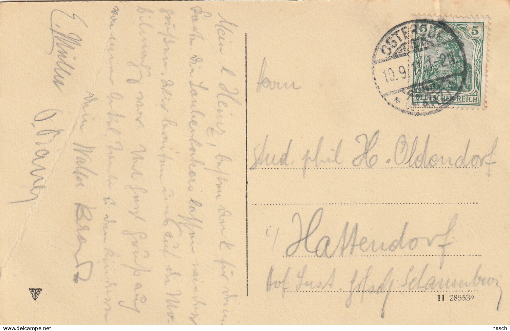 4897197Osterode, Marktplatz Mit Postamt. 1911. (fold Above Stamp, Plus Left Side See Back)  - Osterode