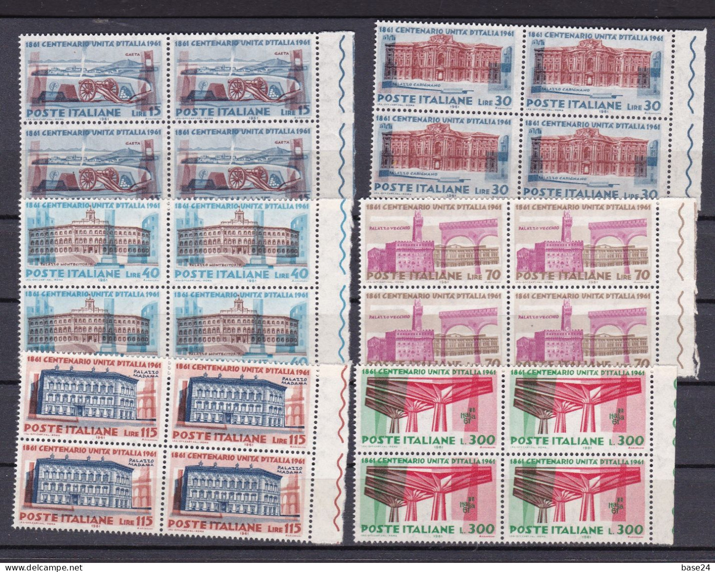 1961 Italia Italy Repubblica UNITA' D'ITALIA 4 Serie Di 6 Valori In Quartina MNH** UNITY OF ITALY Block 4 - 1961-70: Mint/hinged