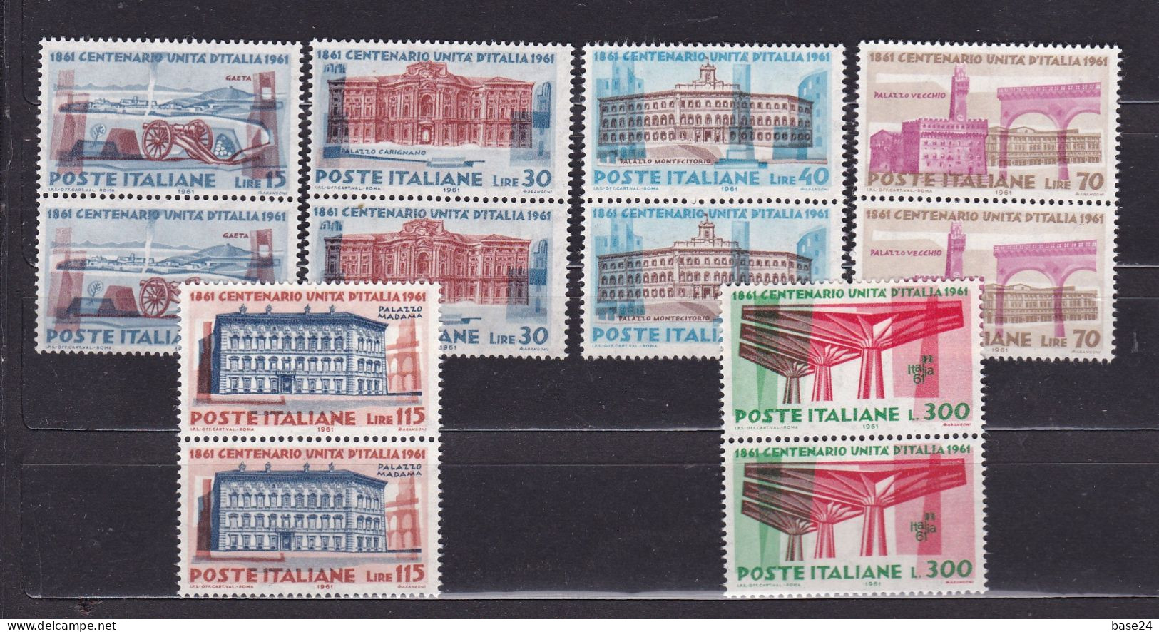 1961 Italia Italy Repubblica UNITA' D'ITALIA 2 Serie Di 6 Valori In Coppia MNH** UNITY OF ITALY Pair - 1961-70: Neufs