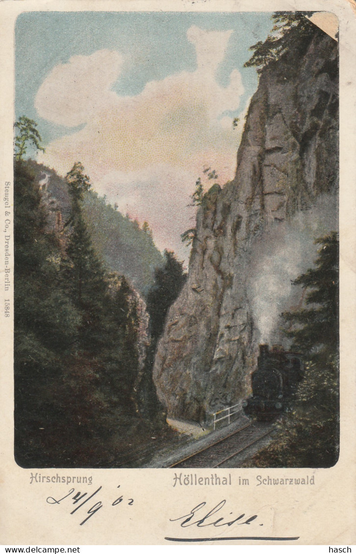 4907 7 Höllenthal Im Schwarzwald. Hirschprung, (Briefmarken 1902) (oben Rechts Ein Schaden)  - Höllental