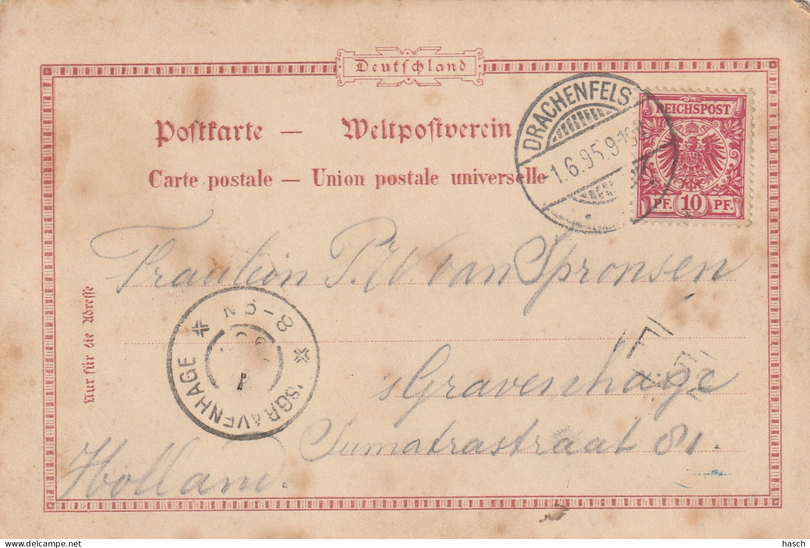 4907 37 Drachenfels, Gruss Vom Drachenfels. ((Briefmarken 1895)  - Drachenfels
