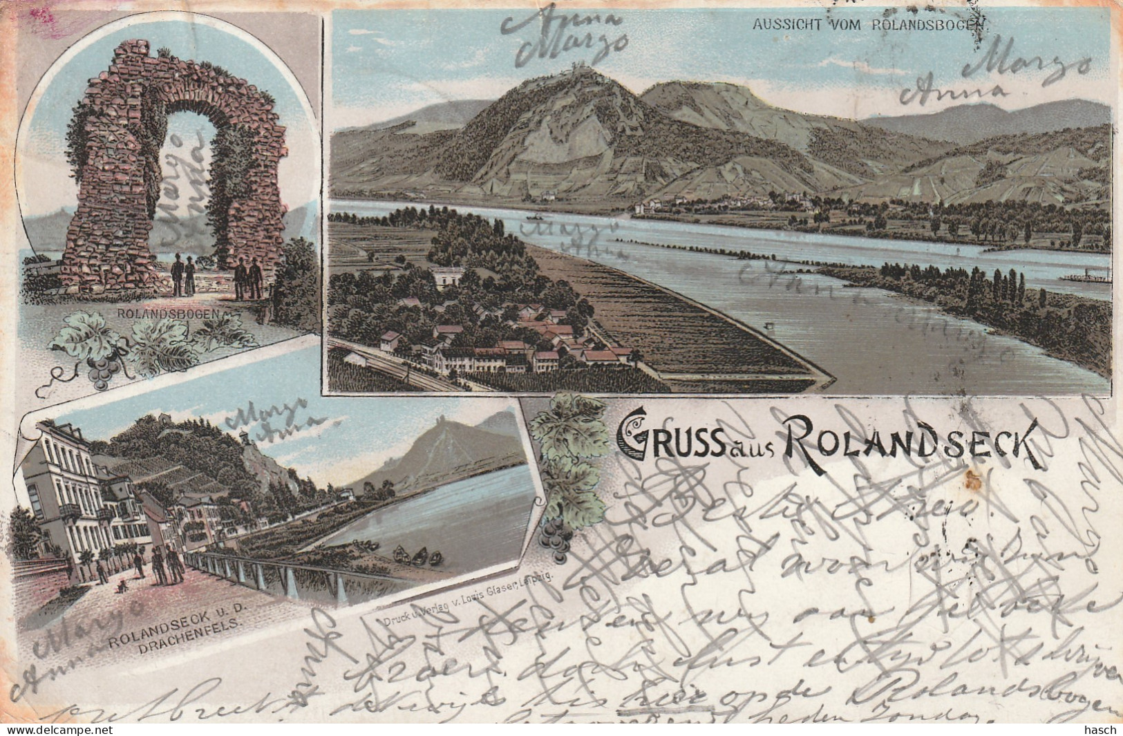 4907 41 Rolandseck, Gruss Aus Rolandseck, Multivues. (Briefmarken 1895)  - Remagen