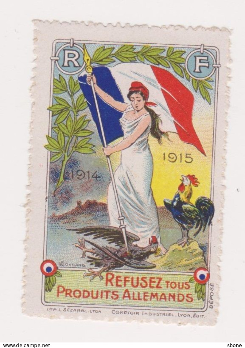 Vignette Militaire Delandre - Patriotique - Refusez Tous Produits Allemands - Vignettes Militaires