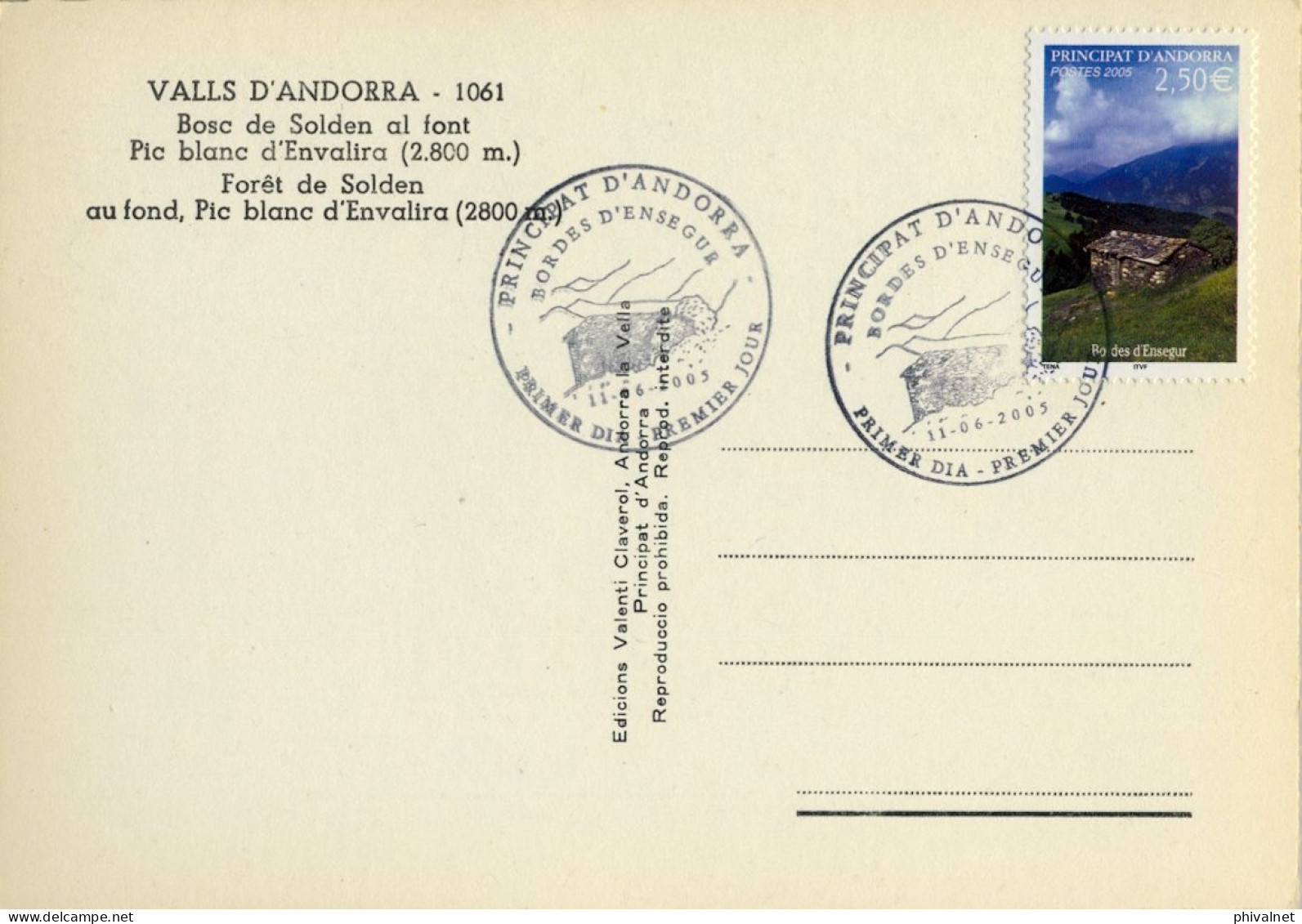 2005 , ED. 631 - BORDES D'ENSEGUR , MAT. PRIMER DIA , FDC , ANDORRA FRANCESA - FDC