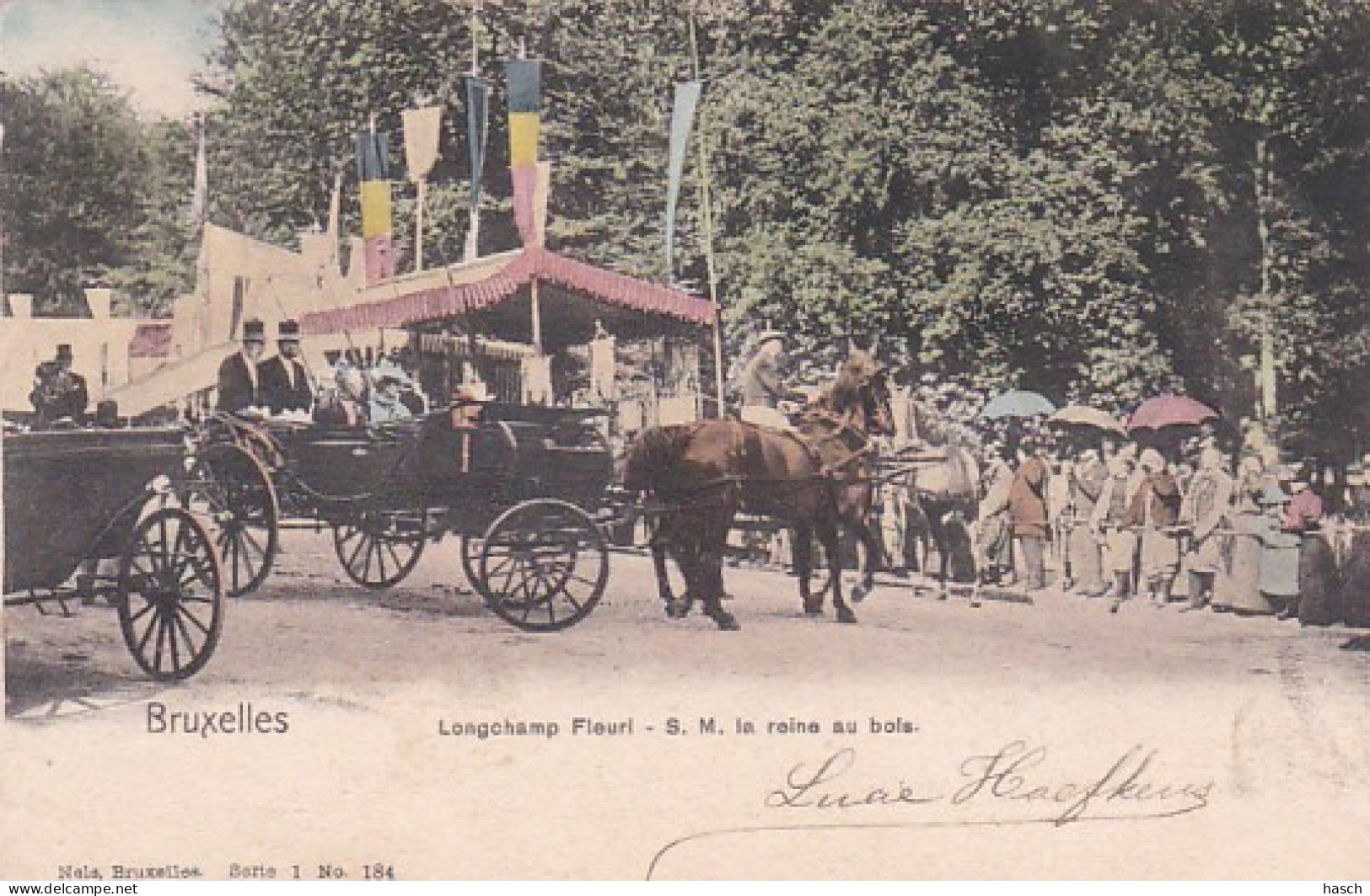 48258Bruxelles, Longchamp Fleuri  - S. M. La Reine Au Bois.(timbre 23-24.) - Forêts, Parcs, Jardins