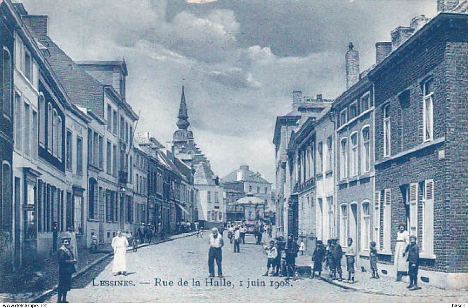 482517Lessines, Rue De La Halle 1 Juin 1908. .(voir Coins Voir Des Bords) - Lessines