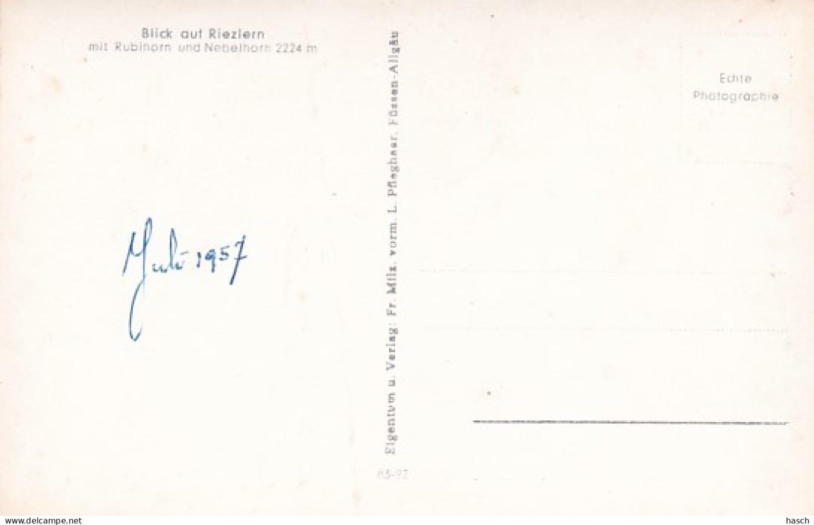 4825253Blick Auf Rieziern. 1957. - Kleinwalsertal