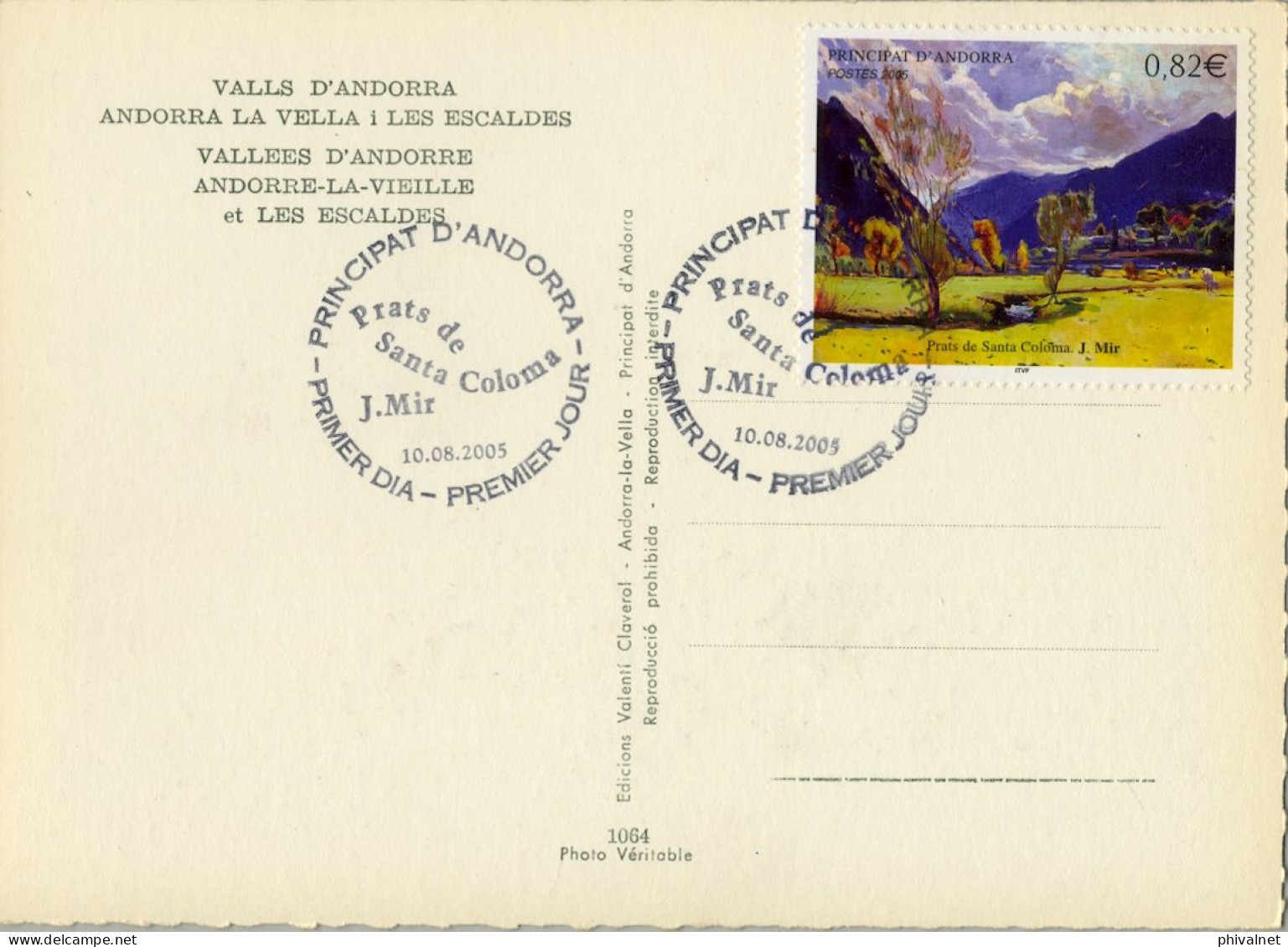 2005 , ED. 633 - ARTE , PRATS DE SANTA COLOMA , J. MIR  , MAT. PRIMER DIA , FDC , ANDORRA FRANCESA - FDC