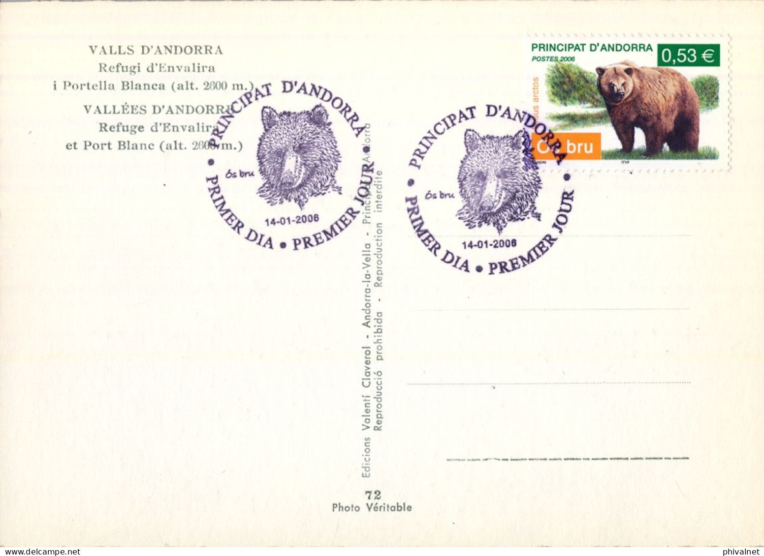 2006 , ED. 638 - OSO , BEAR , URSUS ARCTOS  , MAT. PRIMER DIA , FDC , ANDORRA FRANCESA - FDC