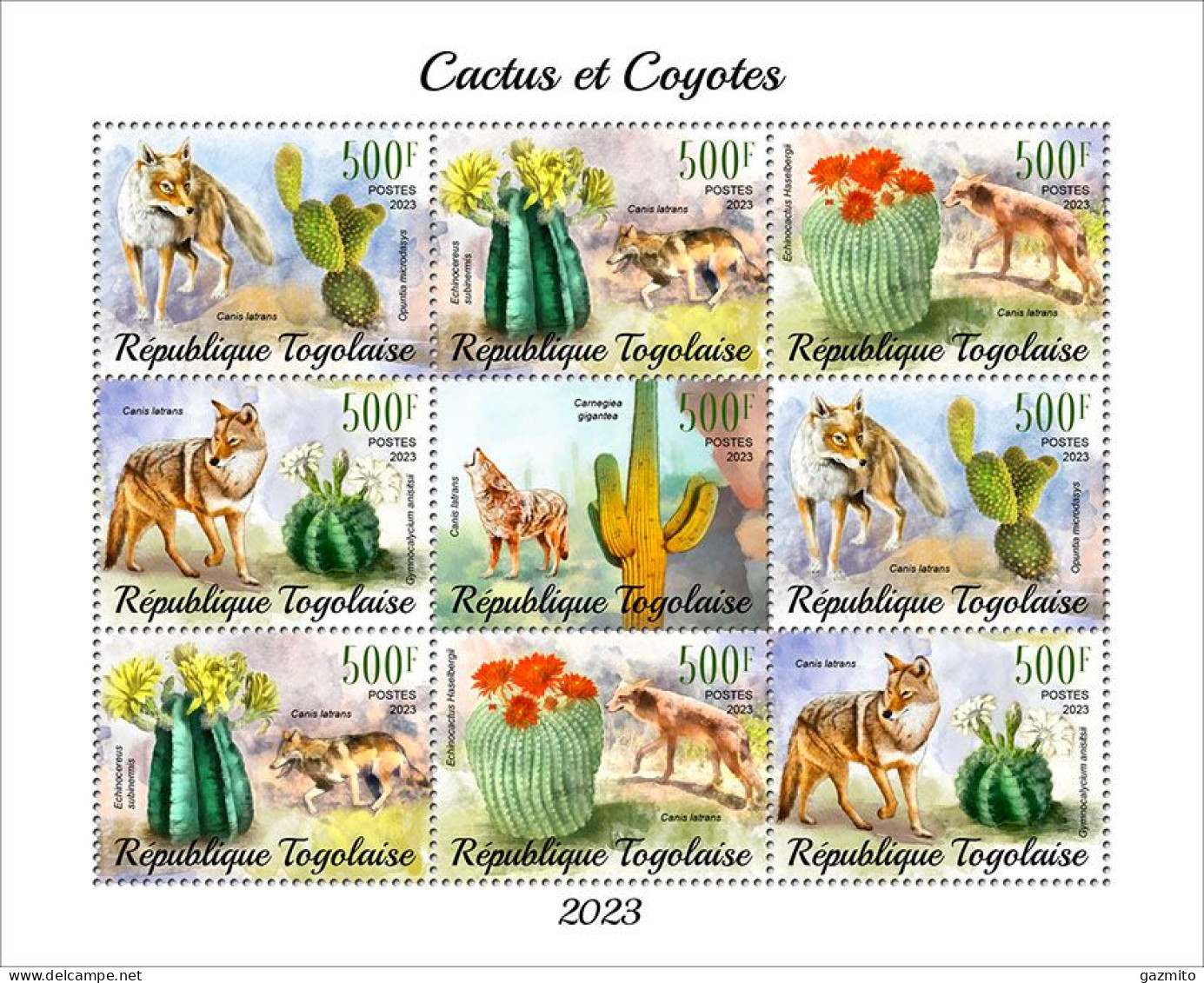 Togo 2023, Cactus And Coyotes, 9val In BF - Cactusses