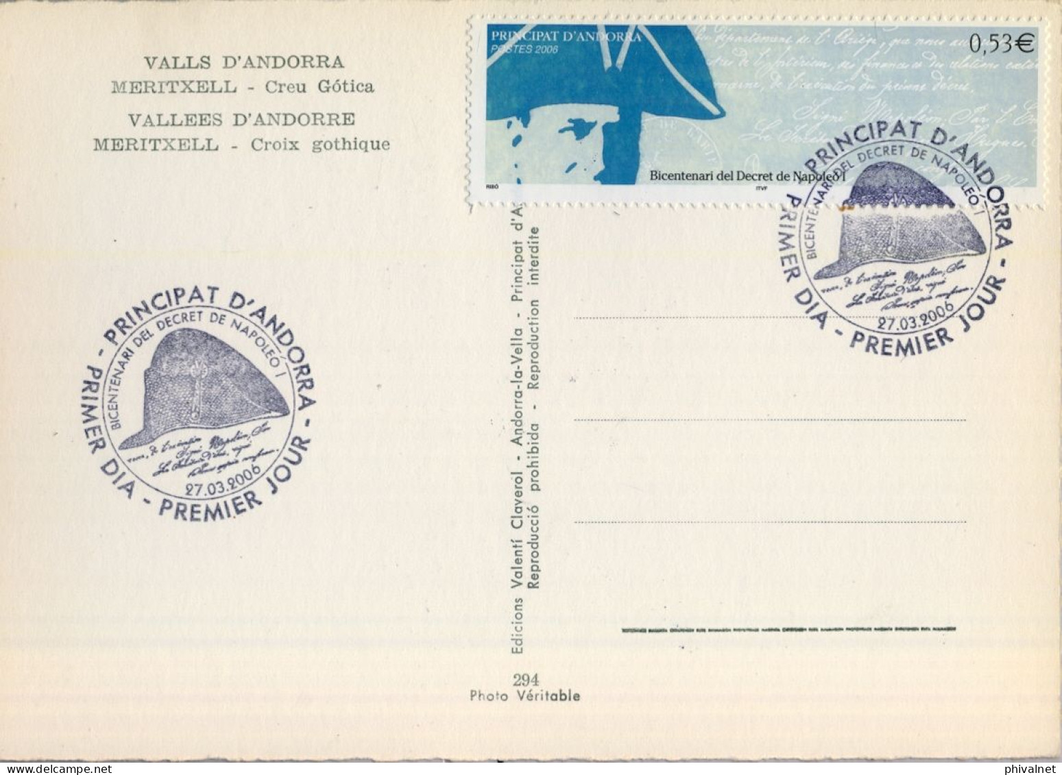 2006 , ED. 643 - BICENTENARIO DEL DECRETO DE NAPOLEÓN , MAT. PRIMER DIA , FDC , ANDORRA FRANCESA - FDC