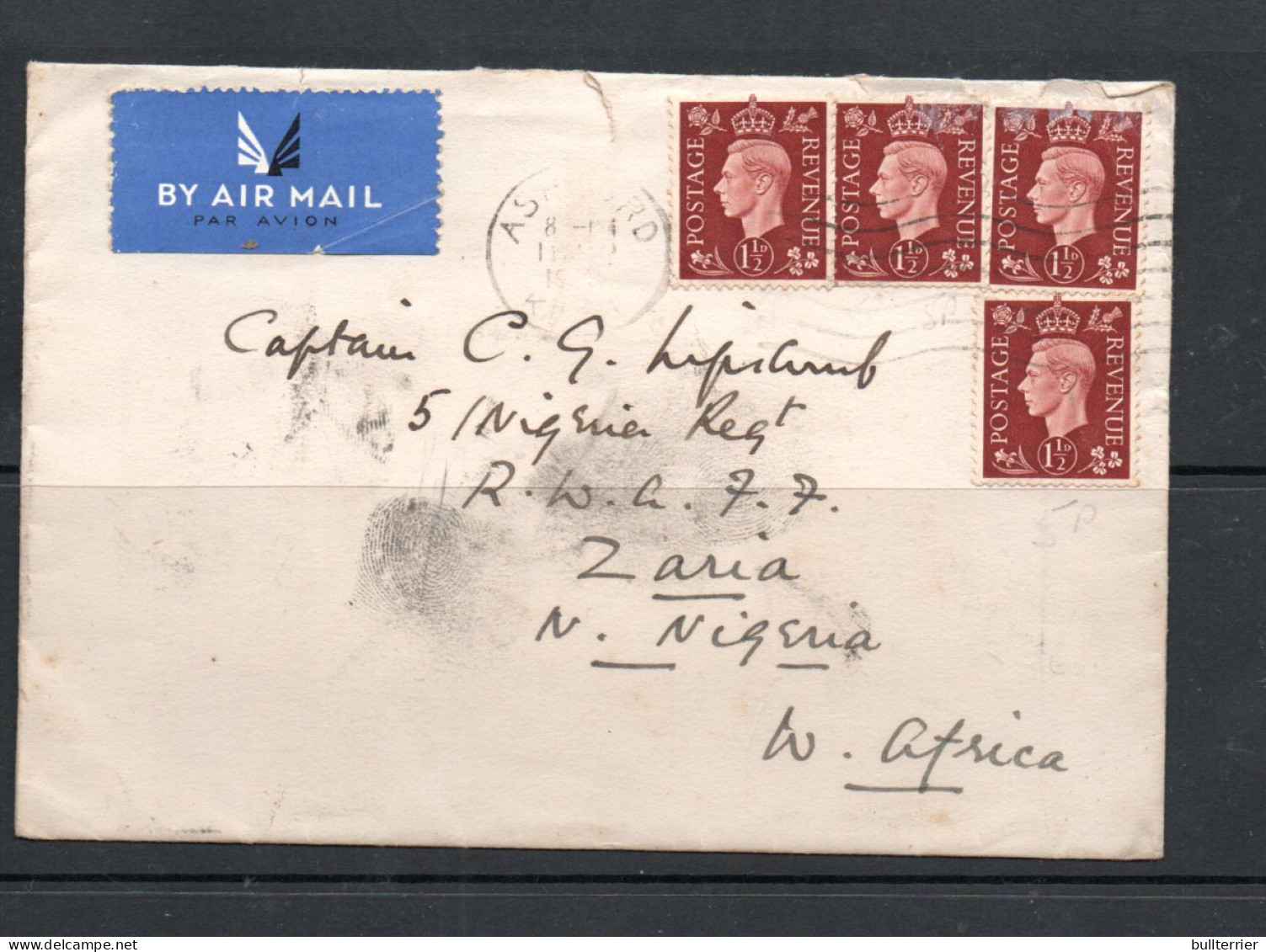 GB - 1938 - IMPERIAL AIRWAYS  COVER UK TO  NIGERIA BY KS 49 WITH KANO  BACKSTAMP - Ficción & Especimenes