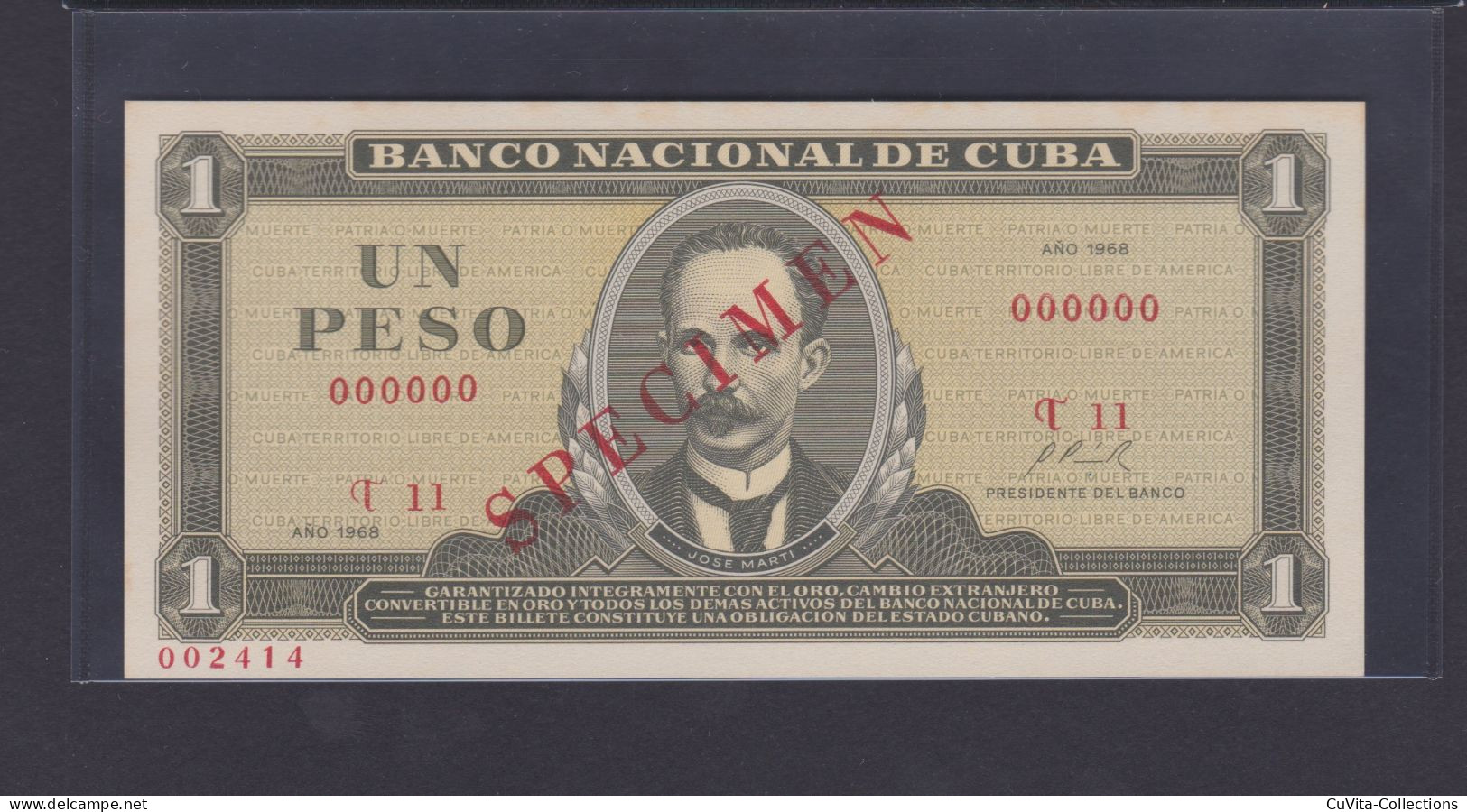 1 PESO 1968 UNC / SC SPECIMEN - Kuba