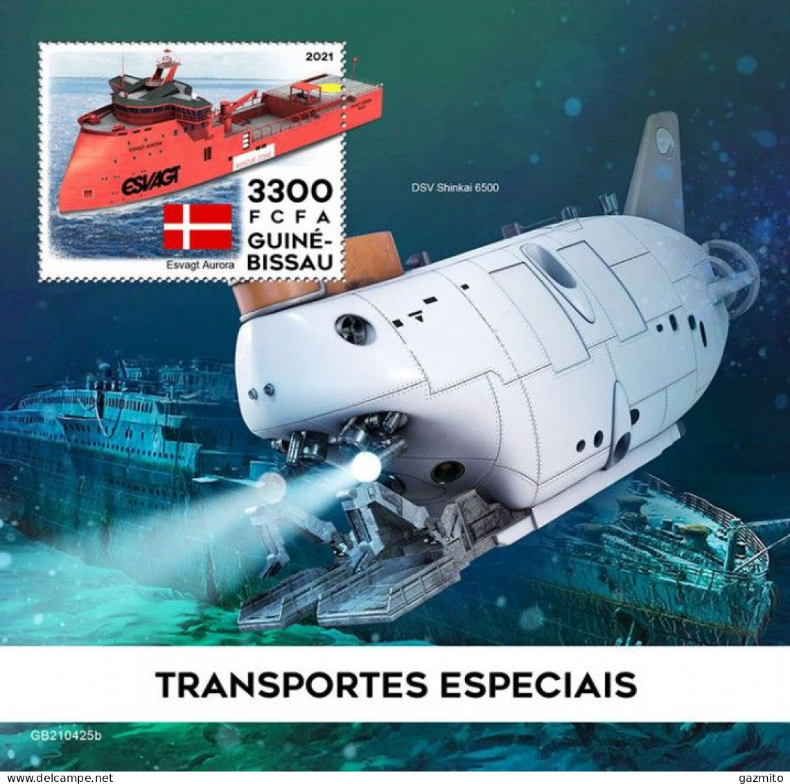 Guinea Bissau 2021, Transport, Submarine, BF - Sottomarini